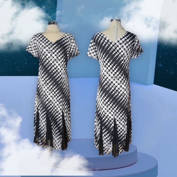 *New* MACCINE Luxury Black and White Polka Dot Dress Size XL - Picture 4 of 15